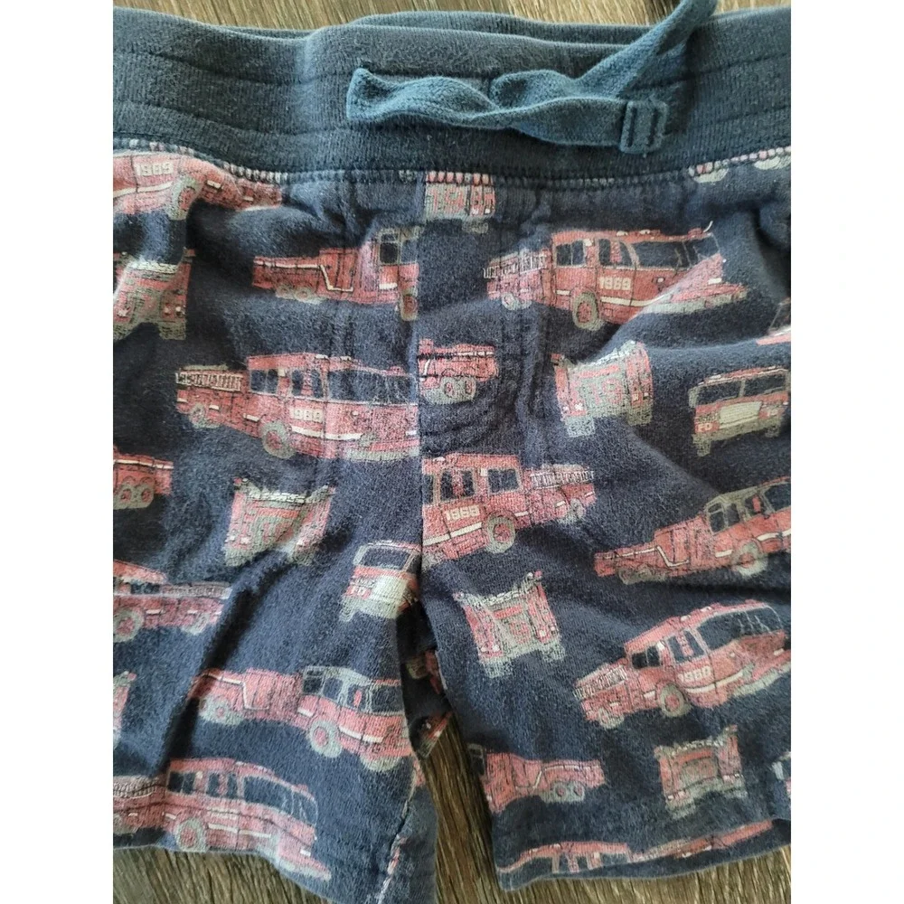 Gap Toddler Boys Navy Blue Fire Truck Print Knit Shorts 12-18 Months #10